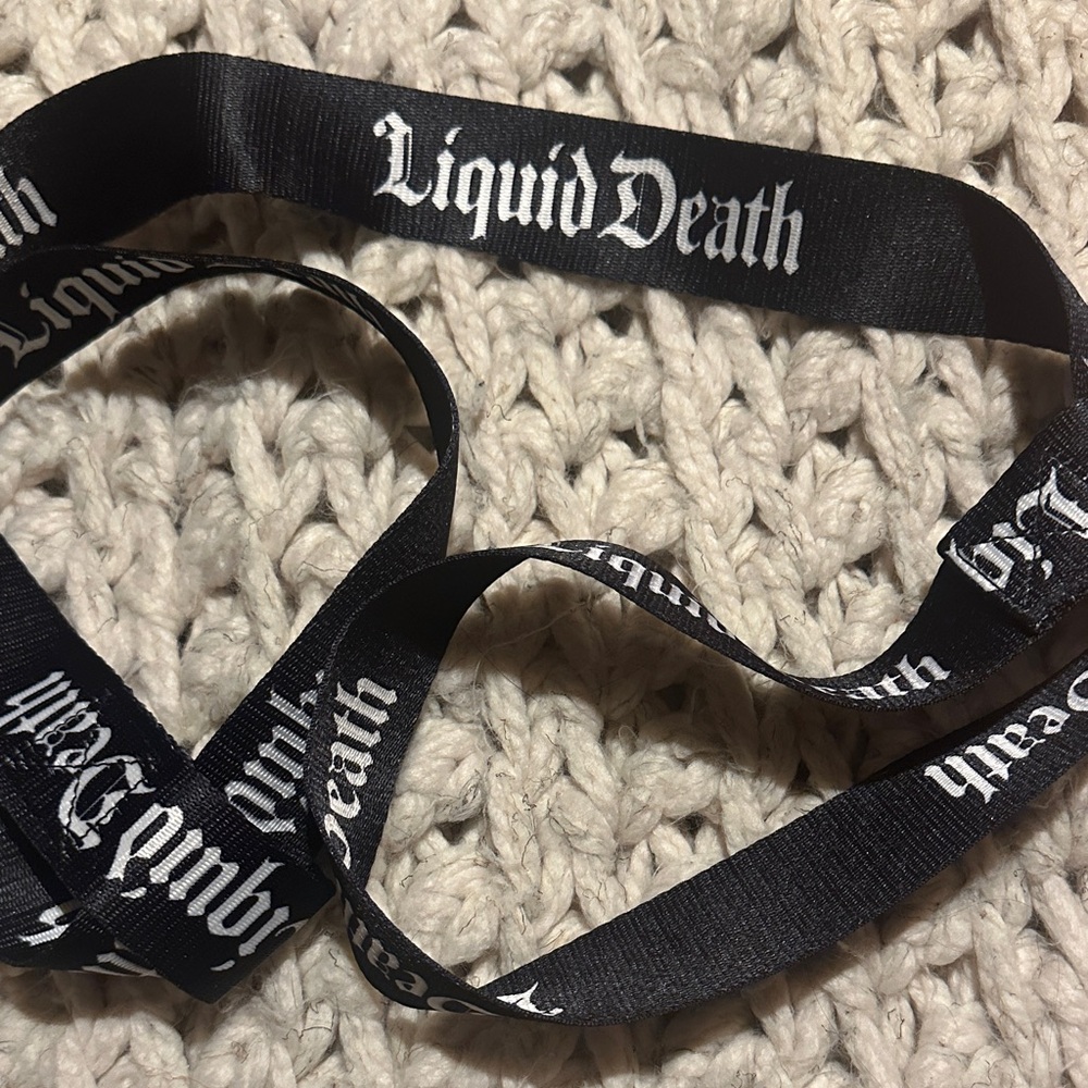🫐3/$25 SALE- Liquid Death Black Logo Lanyard YOGA MAT HOLDER